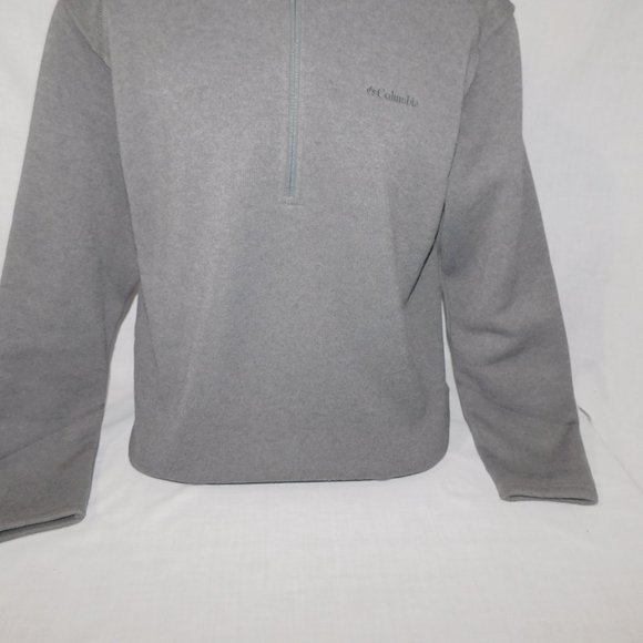 Columbia Mens L Gray Fleece Lined 1/4 Zip Pullover Sweater with Sherpa Collar - Picture 5 of 11